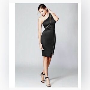Marciano Sleek Black One-Shoulder Dress